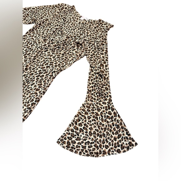 Y2K Victoria’s Secret Leopard Print Bell Sleeve Chiffon Sheer Dress Size Small - Picture 8 of 10